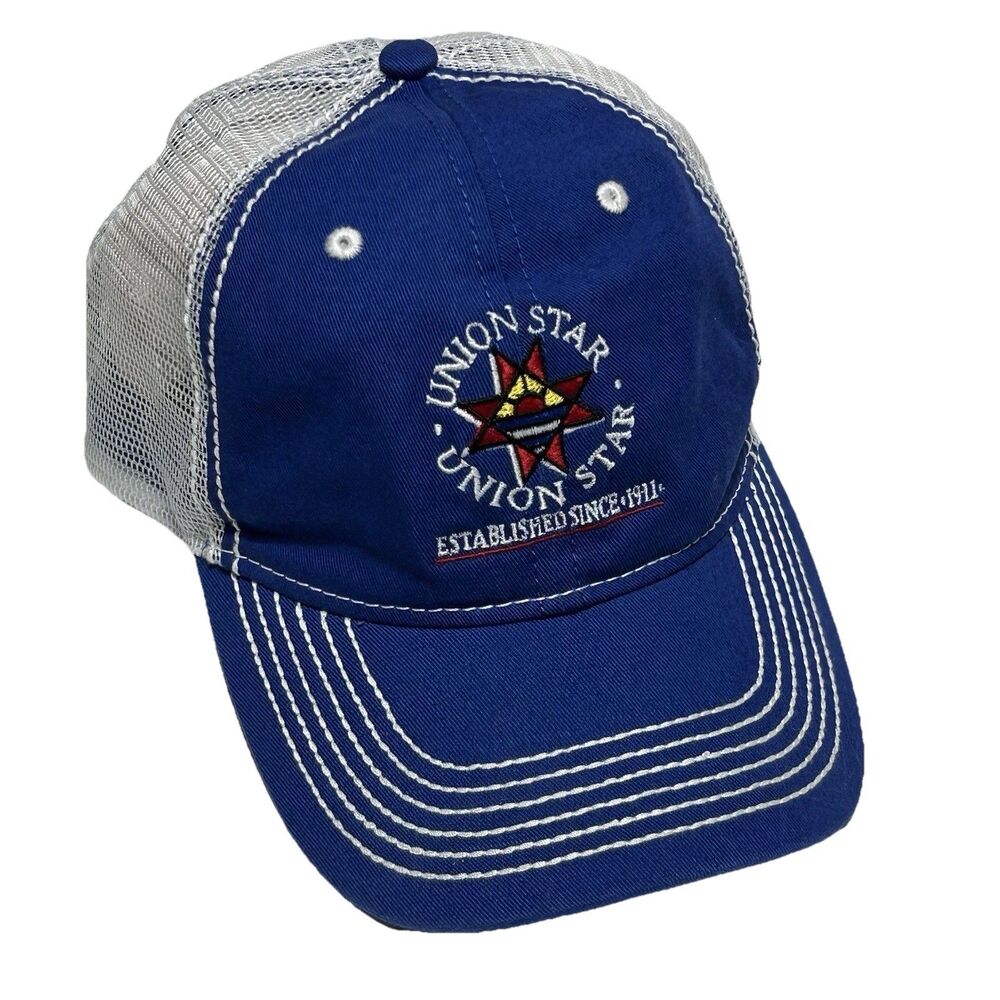 Union Star Cheese Factory Wisconsin Blue Mens Hat Adjustable Ball Cap Baseball